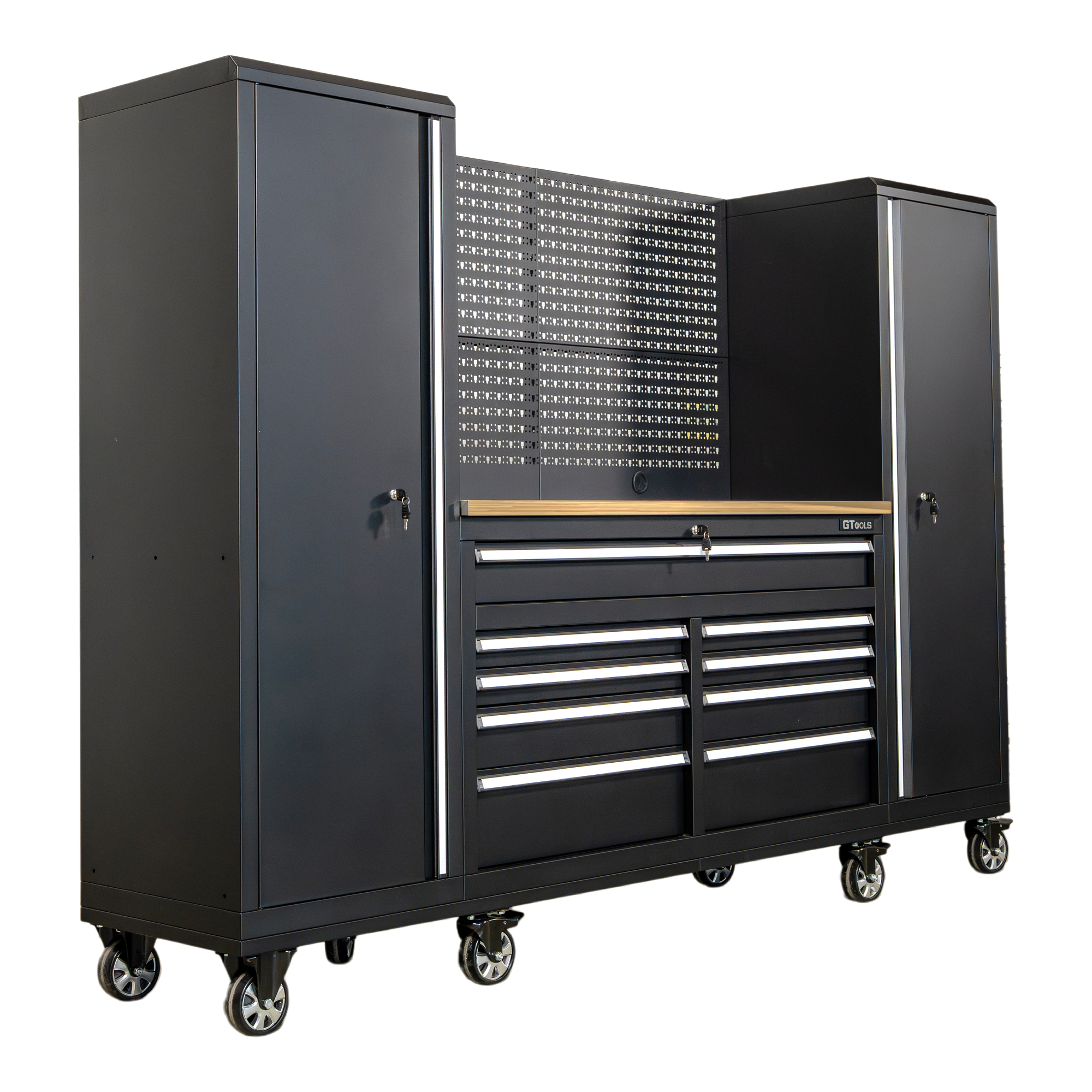 OCTOBER 100" Rolling Tool Chest Workstation with Bench Top & Side Cabinets