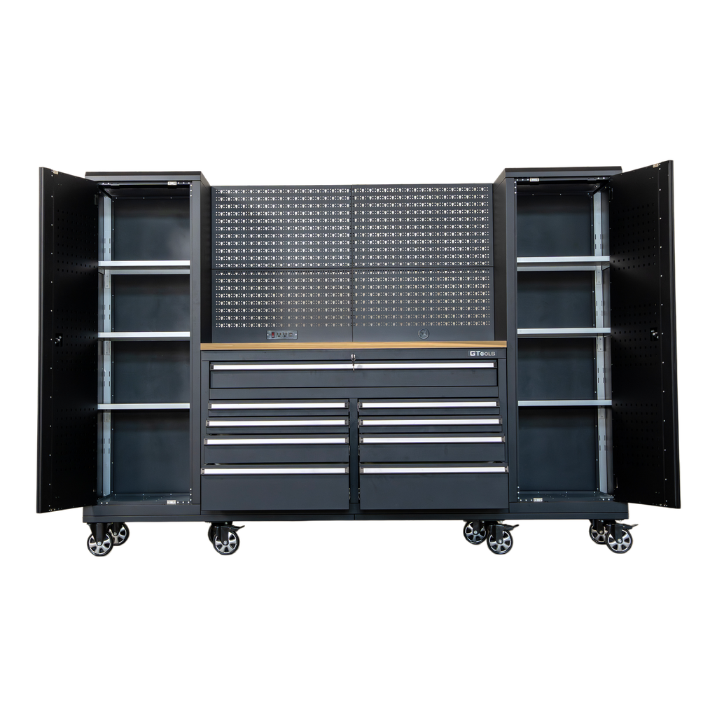 OCTOBER 100" Rolling Tool Chest Workstation with Bench Top & Side Cabinets