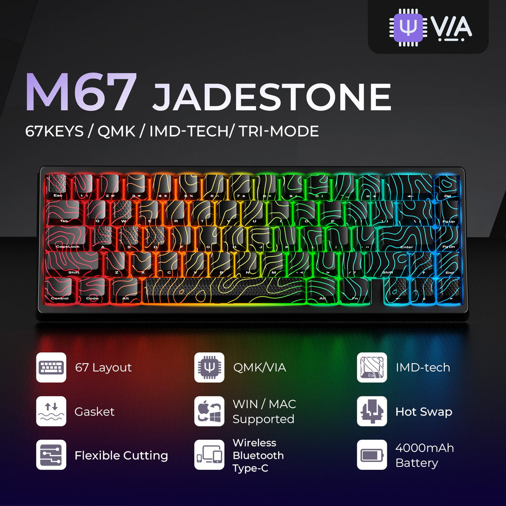 JadeStone Interstellar Black Tri-Mode RGB Mechanical Keyboard