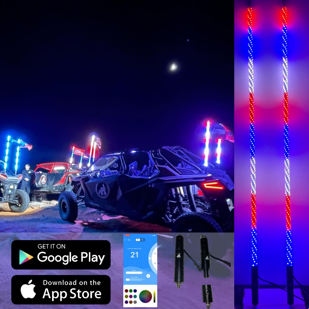 4' LED Whip Elite HD II Pair Magnetic Mount