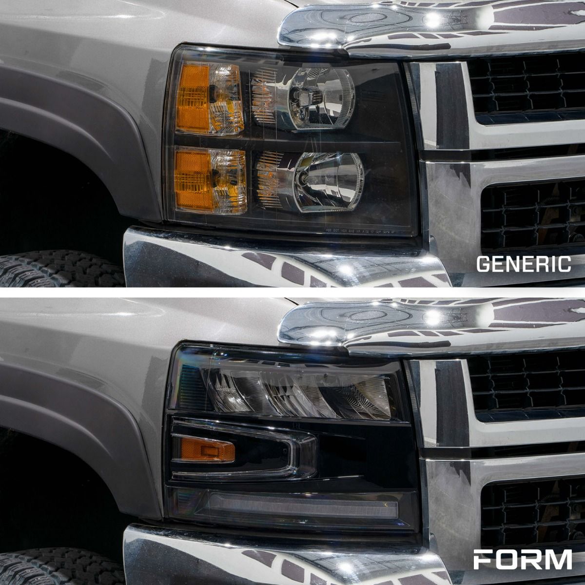 2007–2013 Chevrolet Silverado Full LED Reflector Headlights with Sequential Turn Signals & White DRL (Pair) | Form Lighting