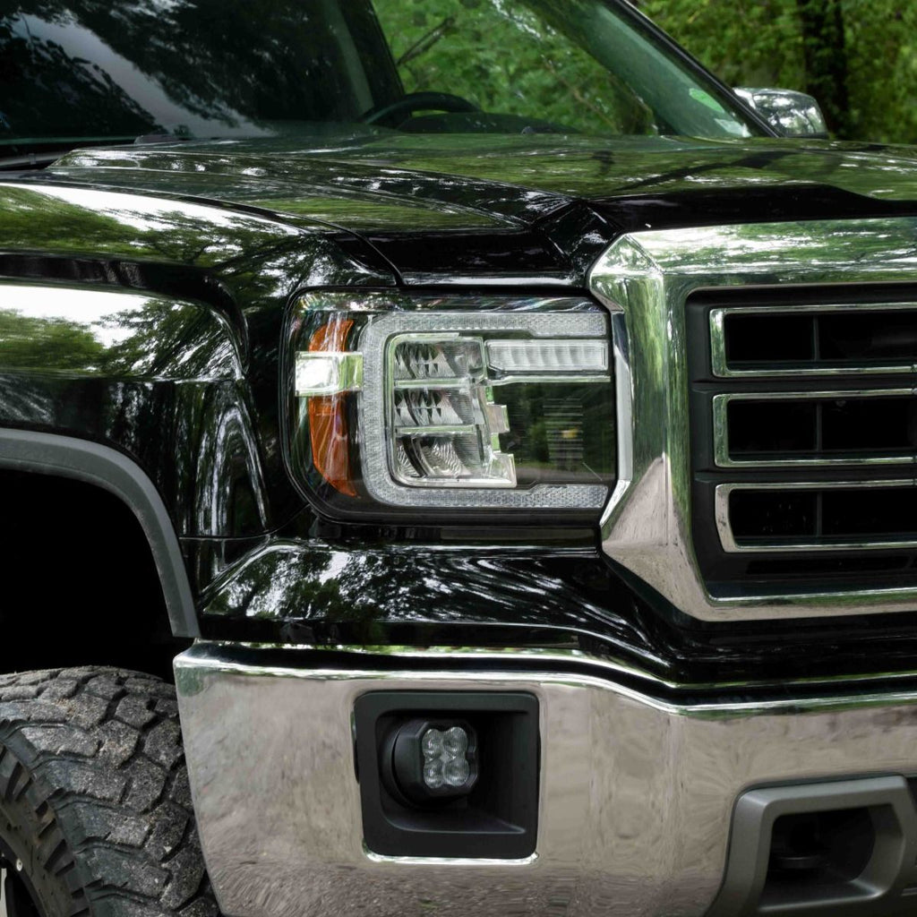2014–2018 GMC Sierra 1500 and 2015-2019 GMC Sierra 2500 & 3500 Full LED Reflector Headlights with Sequential Turn Signals & C-Shaped DRL (Pair)