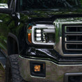 2014–2018 GMC Sierra 1500 and 2015-2019 GMC Sierra 2500 & 3500 Full LED Projector Headlights with Sequential Turn Signals & White DRL (Pair)