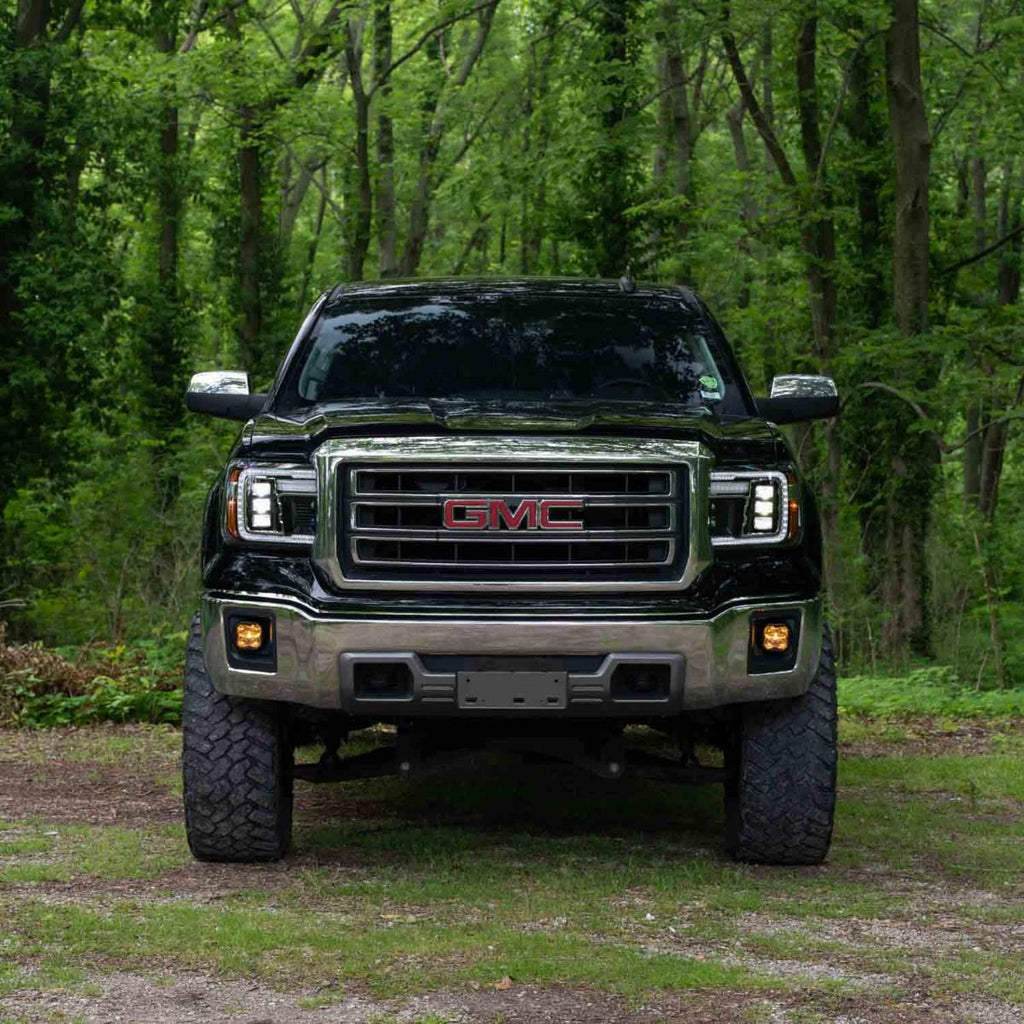 2014–2018 GMC Sierra 1500 and 2015-2019 GMC Sierra 2500 & 3500 Full LED Projector Headlights with Sequential Turn Signals & White DRL (Pair)