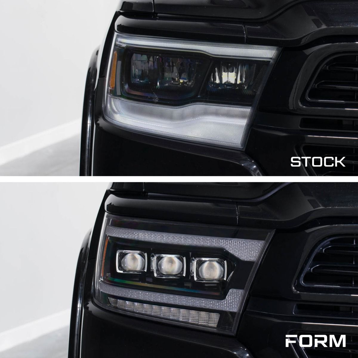 Form Lighting Sequential LED Projector Headlights for 2019–2024 Ram 1500 (Pair) – Triple Bi-LED, Sequential Turn Signals & Startup Sequence