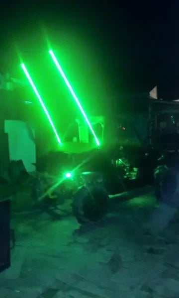 *PAIR* GREEN LED LIGHT WHIP