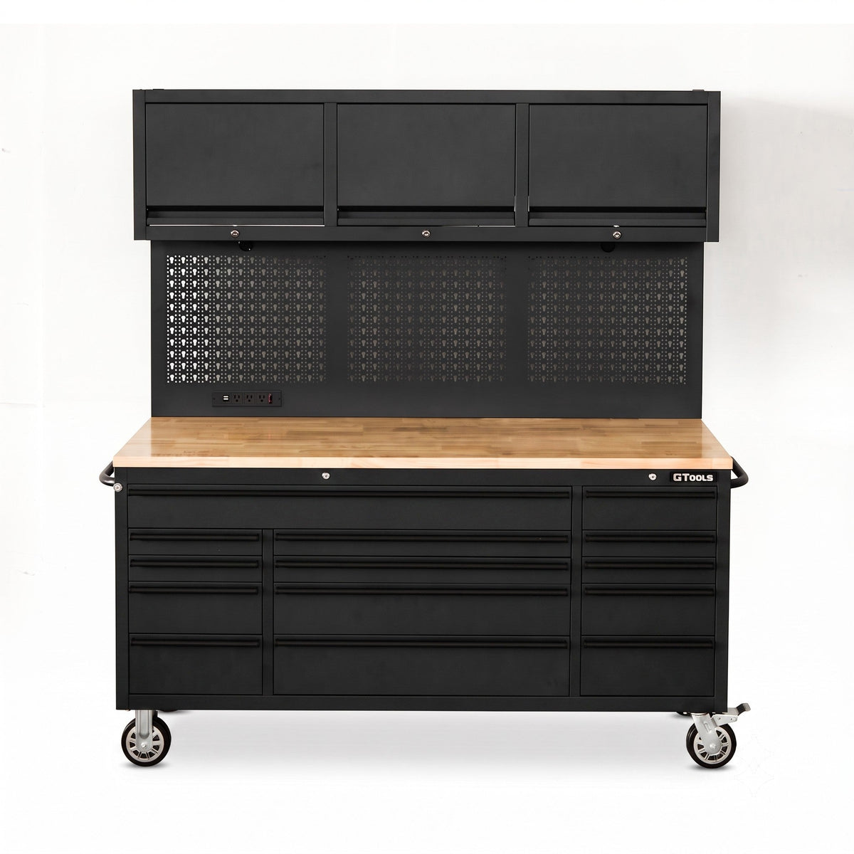 Overhead Pro 72" Rolling Tool Chest | 79" Tall | 24" Deep | 14 Drawers | Overheads | Pegboard & Power Strip