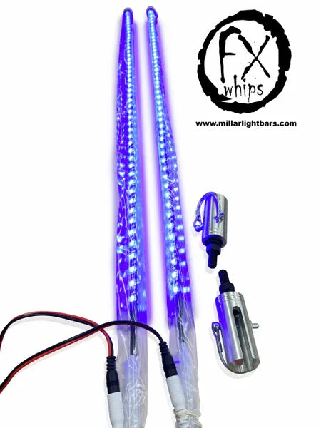 *PAIR* BLUE LED LIGHT WHIP