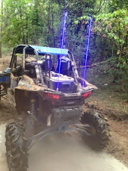 *PAIR* BLUE LED LIGHT WHIP