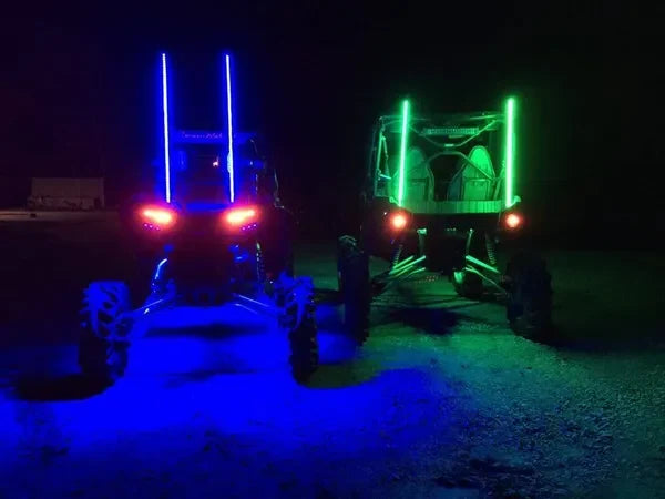 *PAIR* BLUE LED LIGHT WHIP