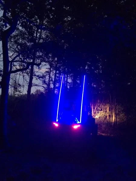 *PAIR* BLUE LED LIGHT WHIP