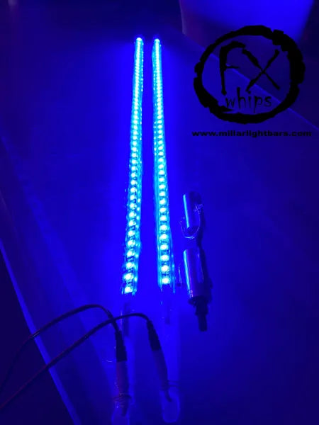 *PAIR* BLUE LED LIGHT WHIP