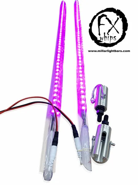 *PAIR* PINK LED LIGHT WHIP