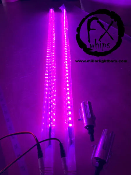 *PAIR* PINK LED LIGHT WHIP