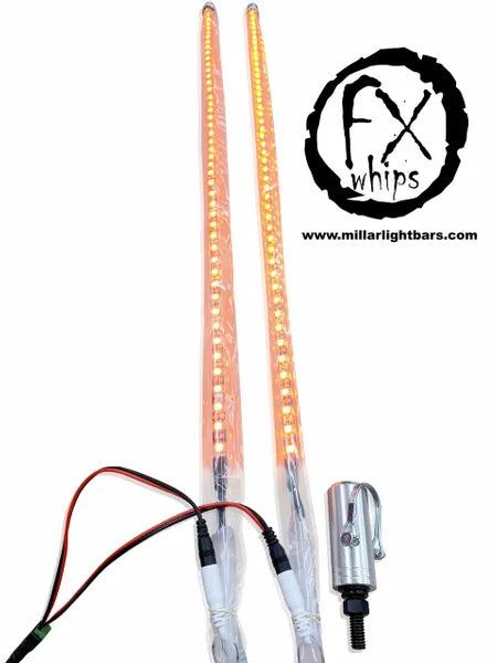 *PAIR* TRUE ORANGE LED LIGHT WHIP