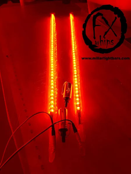 *PAIR* TRUE ORANGE LED LIGHT WHIP