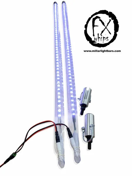 *PAIR* WHITE LED LIGHT WHIP