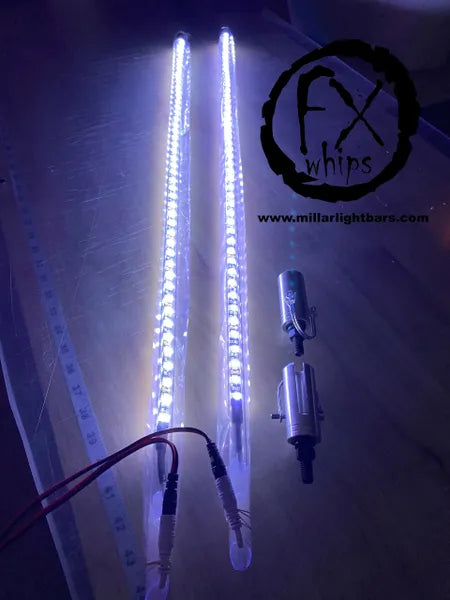 *PAIR* WHITE LED LIGHT WHIP