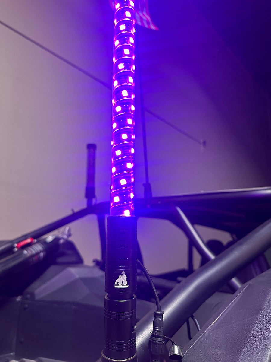 4' LED Whip Xtreme Pro Pair - RGB Twisted Poly Tube Encased