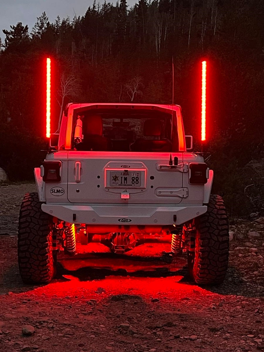4' LED Whip Xtreme Pro Pair - RGB Twisted Poly Tube Encased