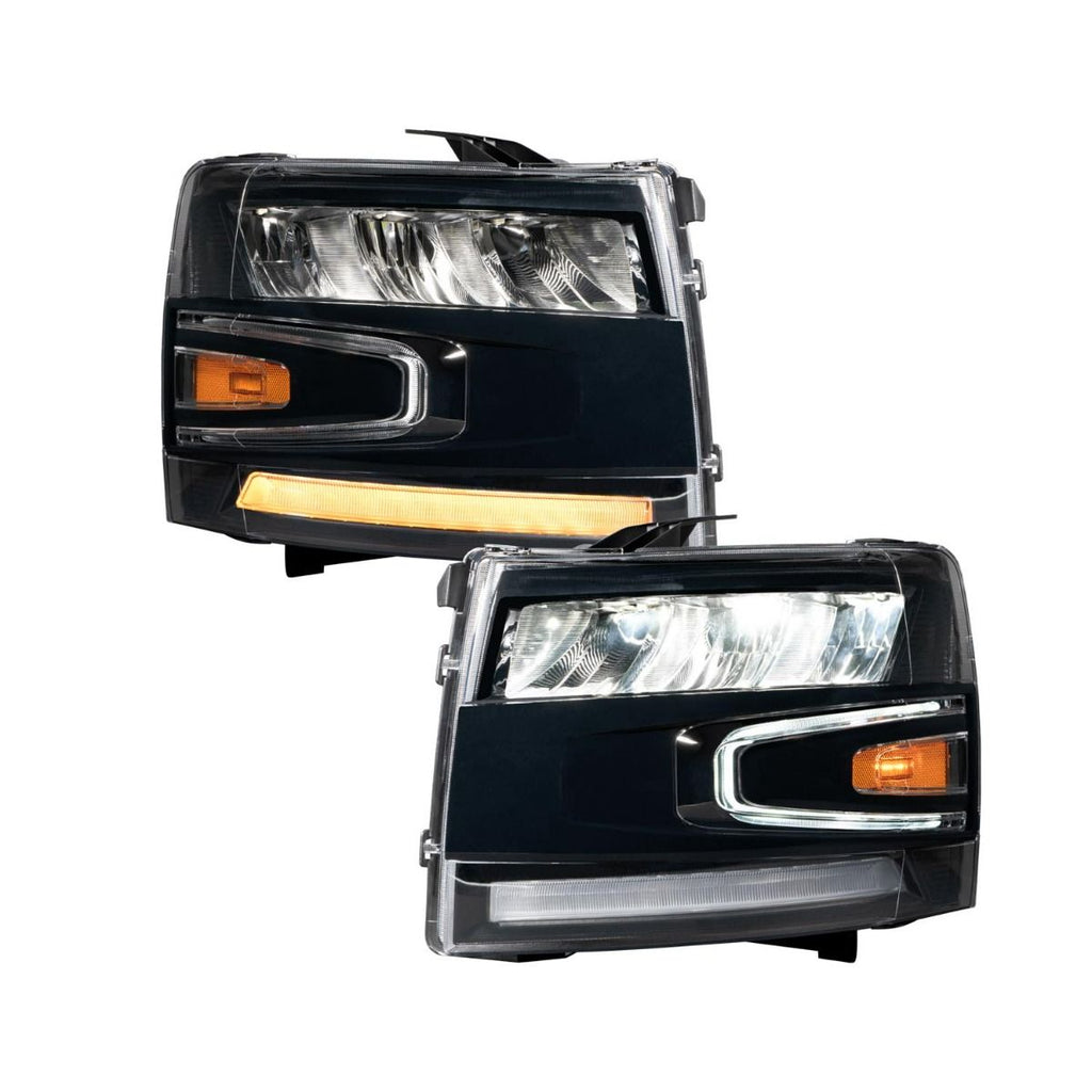 2007–2013 Chevrolet Silverado Full LED Reflector Headlights with Sequential Turn Signals & White DRL (Pair) | Form Lighting