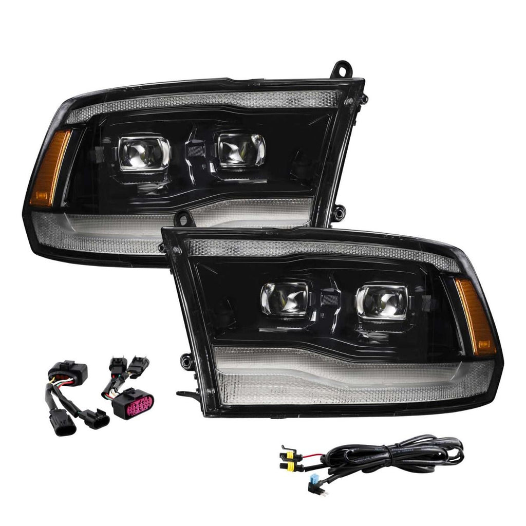 Form Lighting LED Projector Headlights for 2009–2024 Ram 1500, 2009-2018 Ram 2500 & 3500 (Pair) – Dual Bi-LED Projectors, Sequential Turn Signals & Startup Sequence