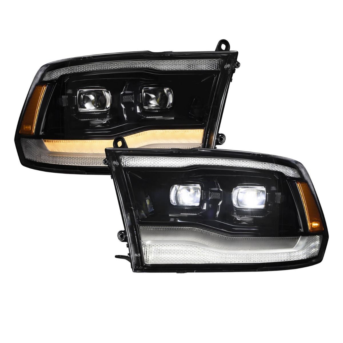 Form Lighting LED Projector Headlights for 2009–2024 Ram 1500, 2009-2018 Ram 2500 & 3500 (Pair) – Dual Bi-LED Projectors, Sequential Turn Signals & Startup Sequence