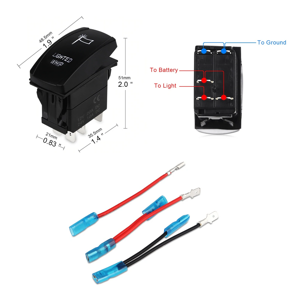 4' LED Whip Elite HD II Pair Magnetic Mount